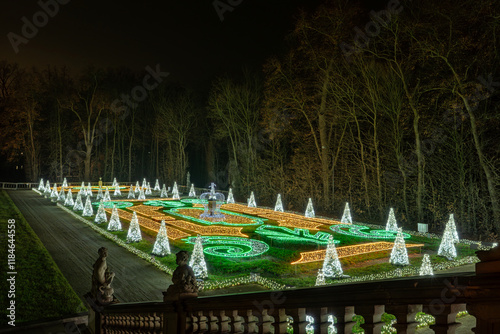 warszawa , miasto , Wilanów , Pałac, iluminacje,