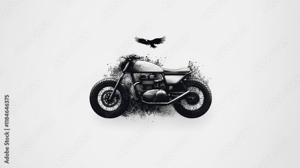Dynamic motorcycle artwork urban setting digital illustration minimalist style abstract perspective freedom concept Dynamic motorcycle artwork urban setting digital illustration minimalist style abstract perspective freedom concept
