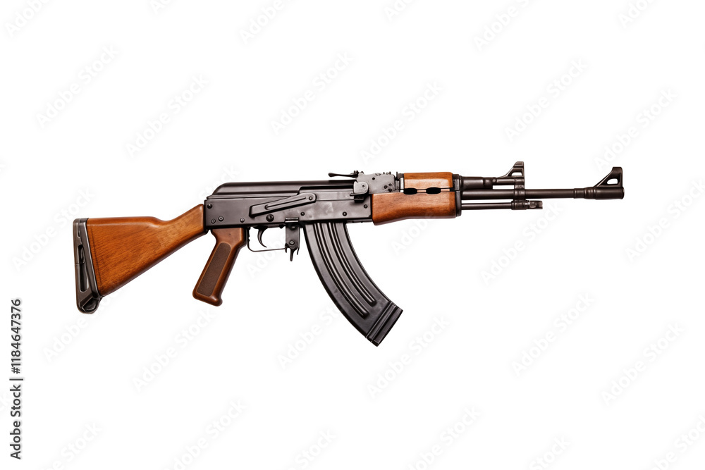 AK-47 Assault Rifle on Transparent Background – Iconic Firearm Design for Military, Tactical, and Security Applications. Perfect for Combat Scenes, Gaming Projects, Educational Materials and Realistic AK-47 Assault Rifle on Transparent Background – Iconic Firearm Design for Military, Tactical, and Security Applications. Perfect for Combat Scenes, Gaming Projects, Educational Materials and Realistic