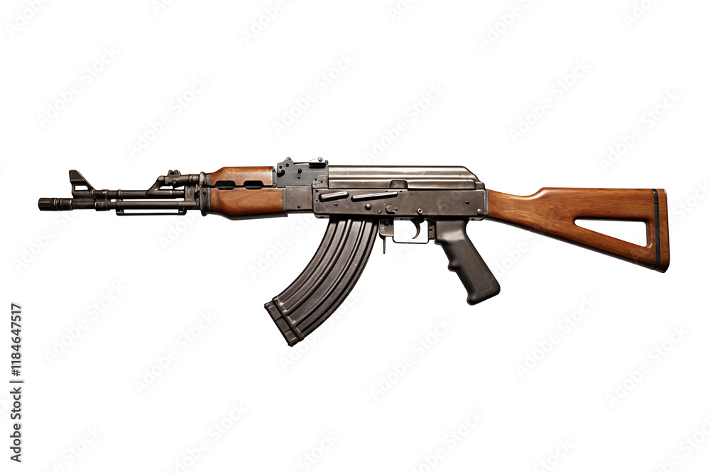 AK-47 Assault Rifle on Transparent Background – Iconic Firearm Design for Military, Tactical, and Security Applications. Perfect for Combat Scenes, Gaming Projects, Educational Materials and Realistic AK-47 Assault Rifle on Transparent Background – Iconic Firearm Design for Military, Tactical, and Security Applications. Perfect for Combat Scenes, Gaming Projects, Educational Materials and Realistic