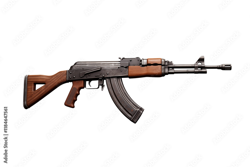 AK-47 Assault Rifle on Transparent Background – Iconic Firearm Design for Military, Tactical, and Security Applications. Perfect for Combat Scenes, Gaming Projects, Educational Materials and Realistic AK-47 Assault Rifle on Transparent Background – Iconic Firearm Design for Military, Tactical, and Security Applications. Perfect for Combat Scenes, Gaming Projects, Educational Materials and Realistic
