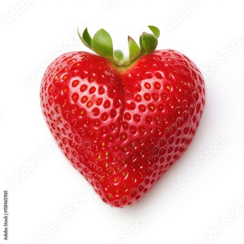 Sweet strawberry in heart-shaped isolated on white