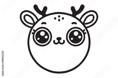 Cute cartoon reindeer face line art