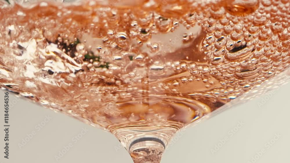 Orange or white wine bottle and glass against a sunset in a peaceful vineyard, pouring of ecological natural wine. 