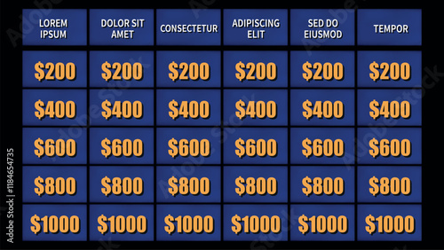 Game Show Style Board with Categories and Values