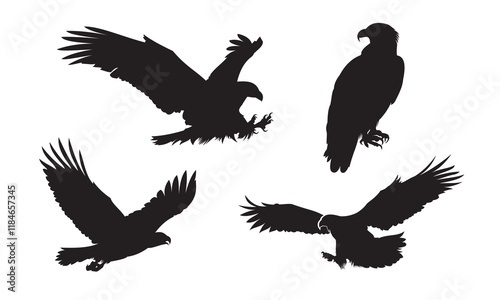 Eagle silhouette vector illustration. Flying eagle cartoon element. Suitable for bird drawing element.