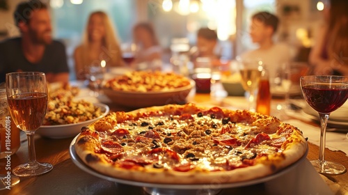 Cozy Dinner with Large Pizza and Assorted Toppings
