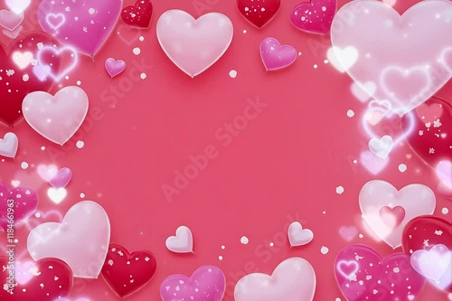 Pink background with hearts for Valentine's Day 