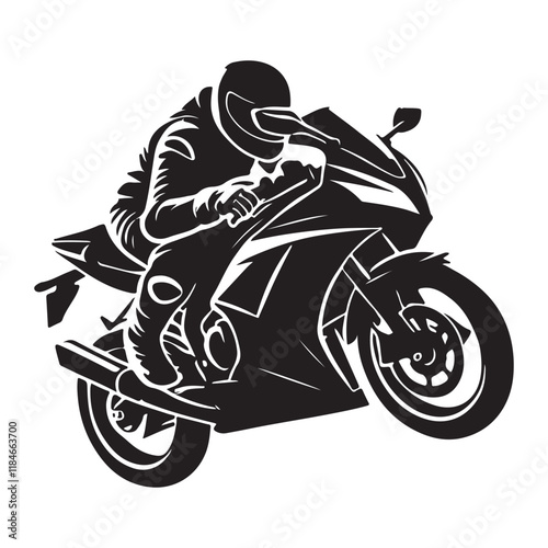 Silhouette of a Speeding Motorcyclist
