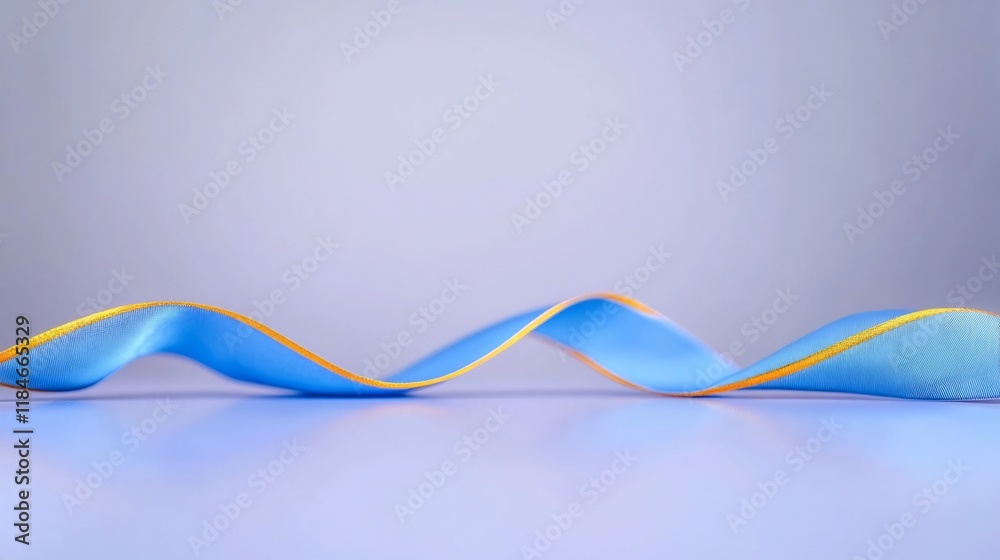 Naklejka premium Elegant Blue Wave Abstract 3D Render: Fluid Minimalist Design Illustration. AI Generated