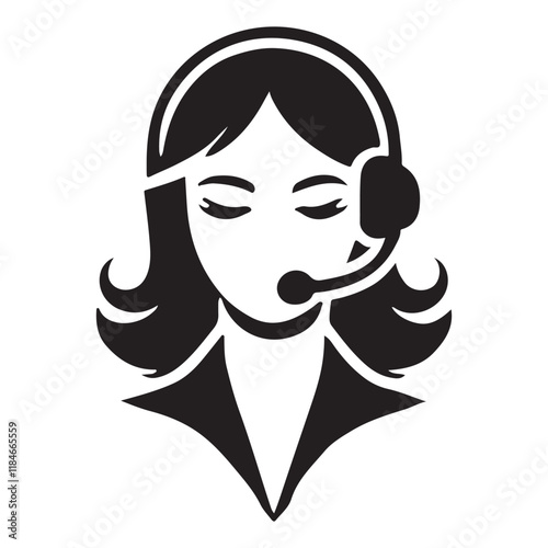 Patient Customer Service Headset Silhouette Vector Icon for Assistance Line