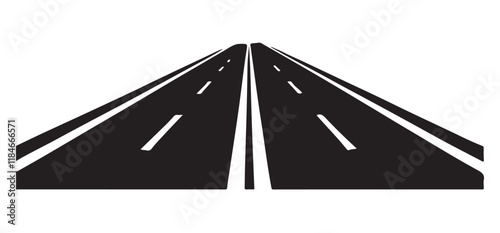 Silhouette of a Divided Highway Icon Representing Road Travel