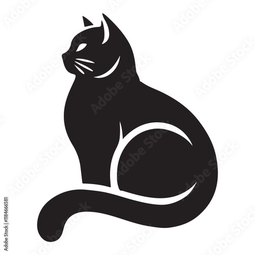 Elegant Black Cat Silhouette Illustration