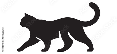 Walking Black Cat Silhouette Icon for Pet Lovers