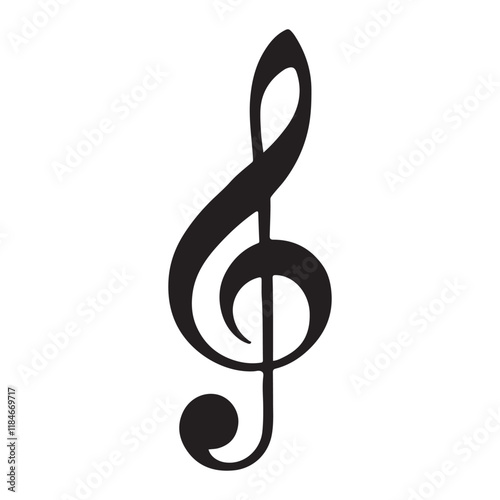 Treble Clef Silhouette Vector Illustration for Music Designs
