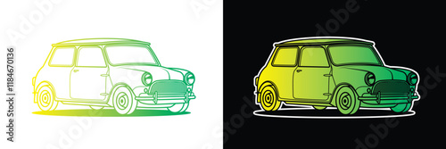 Racing retro car. Original vector illustration in vintage style.