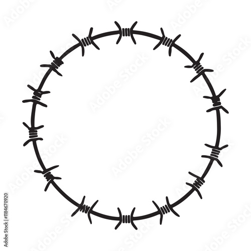 Circular Barbed Wire Silhouette Illustration