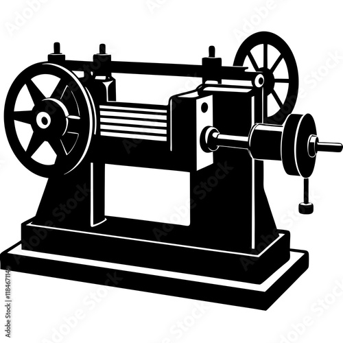 metal lathe silhouette vector illustration