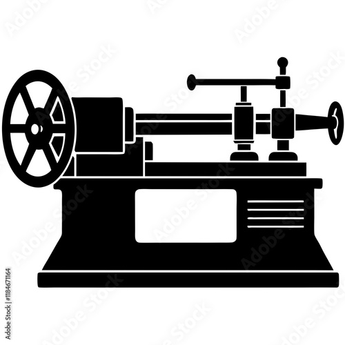metal lathe silhouette vector illustration