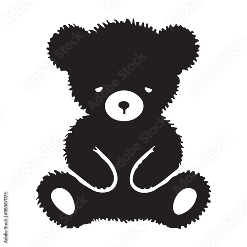 Sad Sitting Teddy Bear Silhouette Illustration for Designs