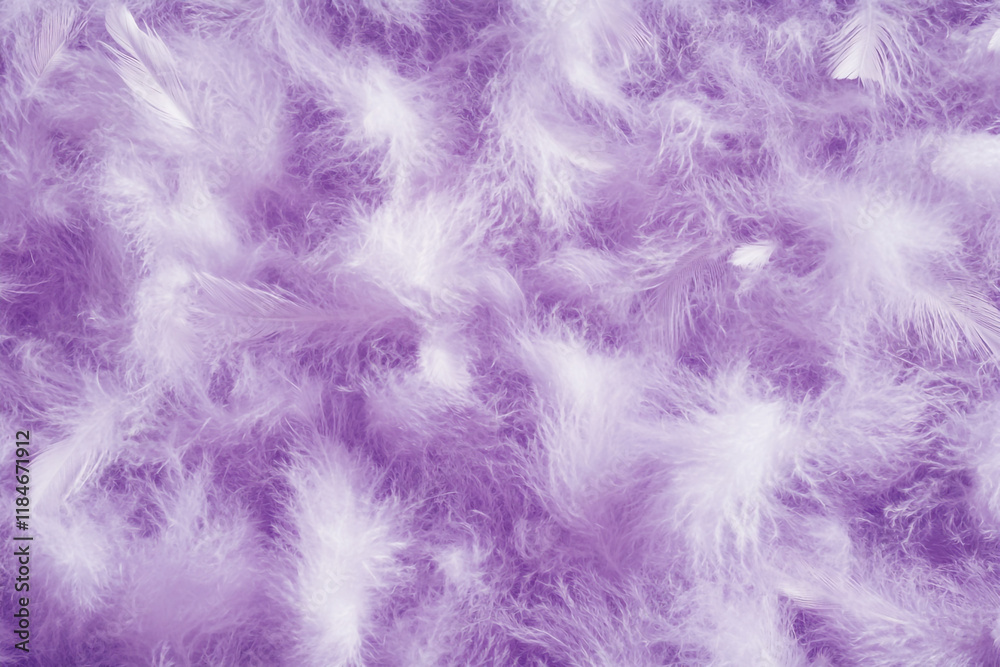 Fototapeta premium A close-up of soft, fluffy feathers in shades of lavender and white