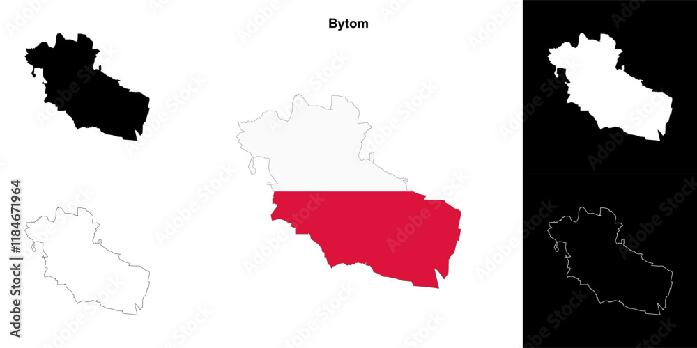 Fototapeta premium Bytom county outline map set