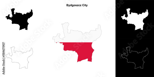 Bydgoszcz City county outline map set