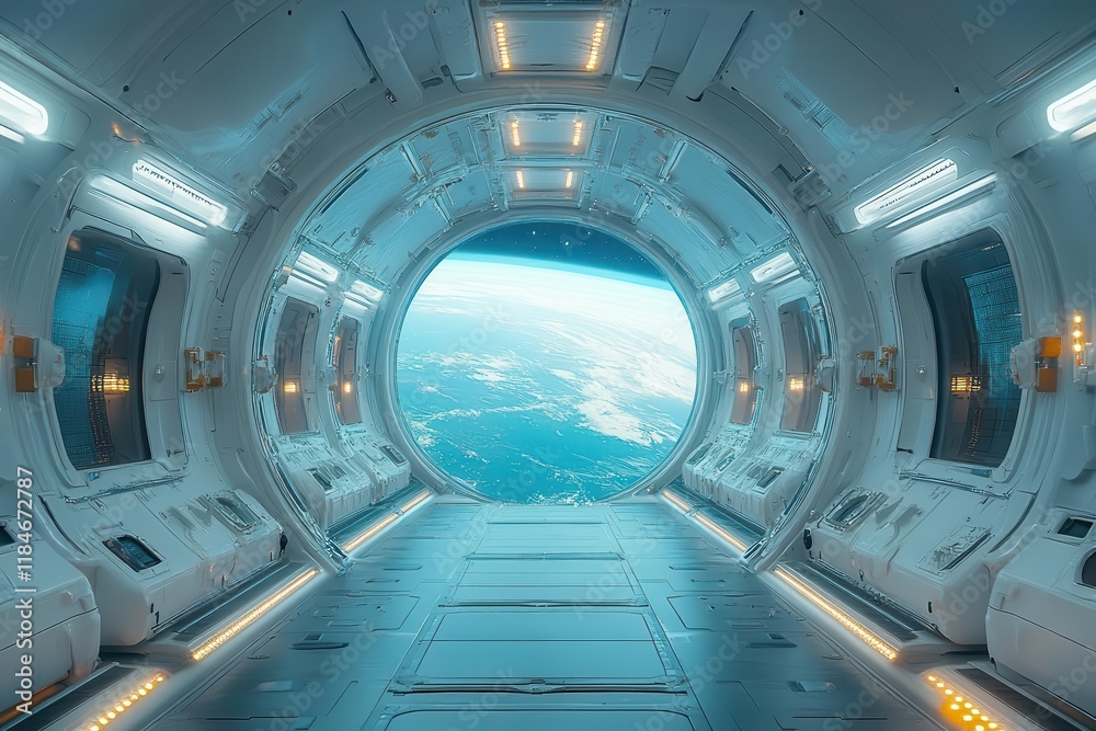 futuristic spacecraft interior design with dramatic view of deep space through large observation window creating scifi atmosphere futuristic spacecraft interior design with dramatic view of deep space through large observation window creating scifi atmosphere