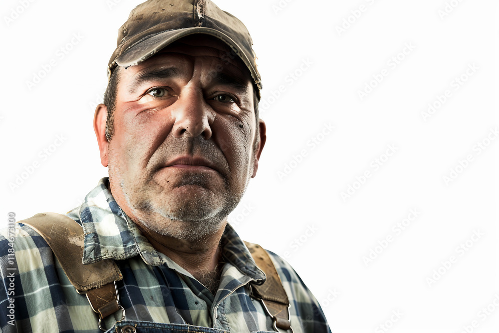 Generative AI Portrait of Male Farmer in Rural Environment with Agricultural Machines Ranch Harvesting Work Generative AI Portrait of Male Farmer in Rural Environment with Agricultural Machines Ranch Harvesting Work