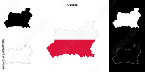 Gizycko county outline map set