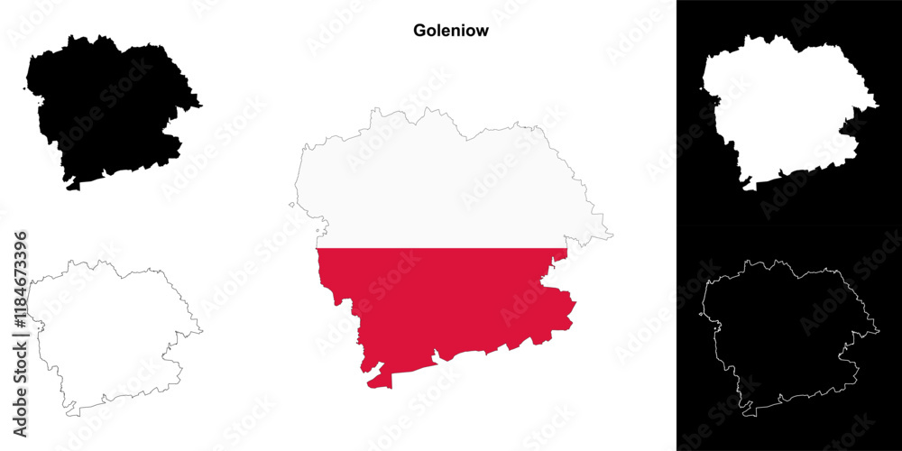 Fototapeta premium Goleniow county outline map set