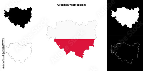 Grodzisk Wielkopolski county outline map set