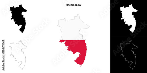 Hrubieszow county outline map set