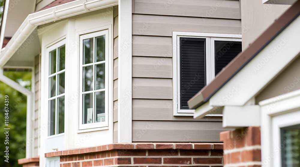 Fototapeta premium House Exterior with Bay Window and Vinyl Siding