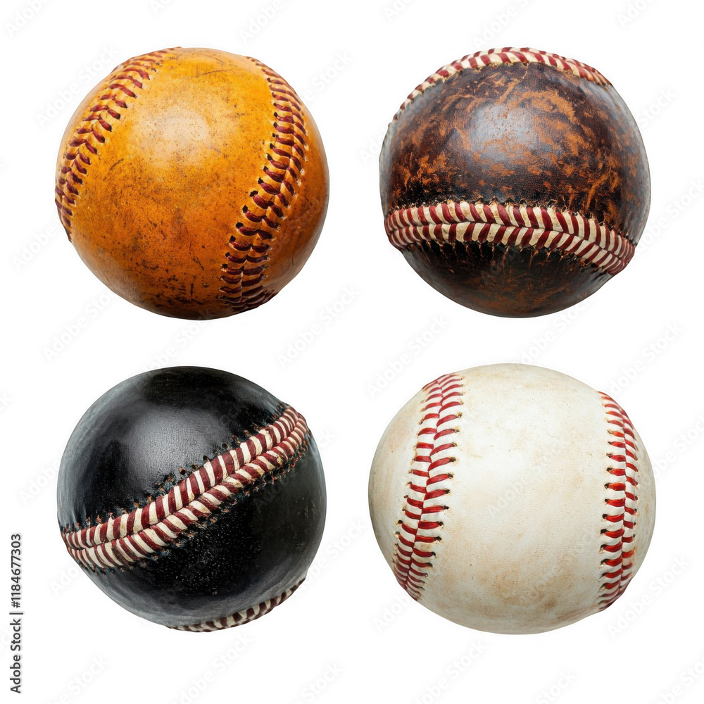 Collection of Distinct Baseballs in Various Styles and Textures Isolated on White Background for Sports and Athletics Related Concepts PNG Collection of Distinct Baseballs in Various Styles and Textures Isolated on White Background for Sports and Athletics Related Concepts PNG