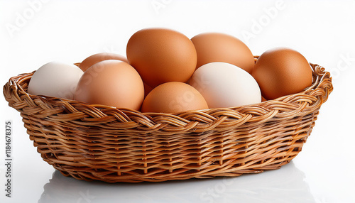 Wallpaper Mural eggs in a wicker basket on white Torontodigital.ca