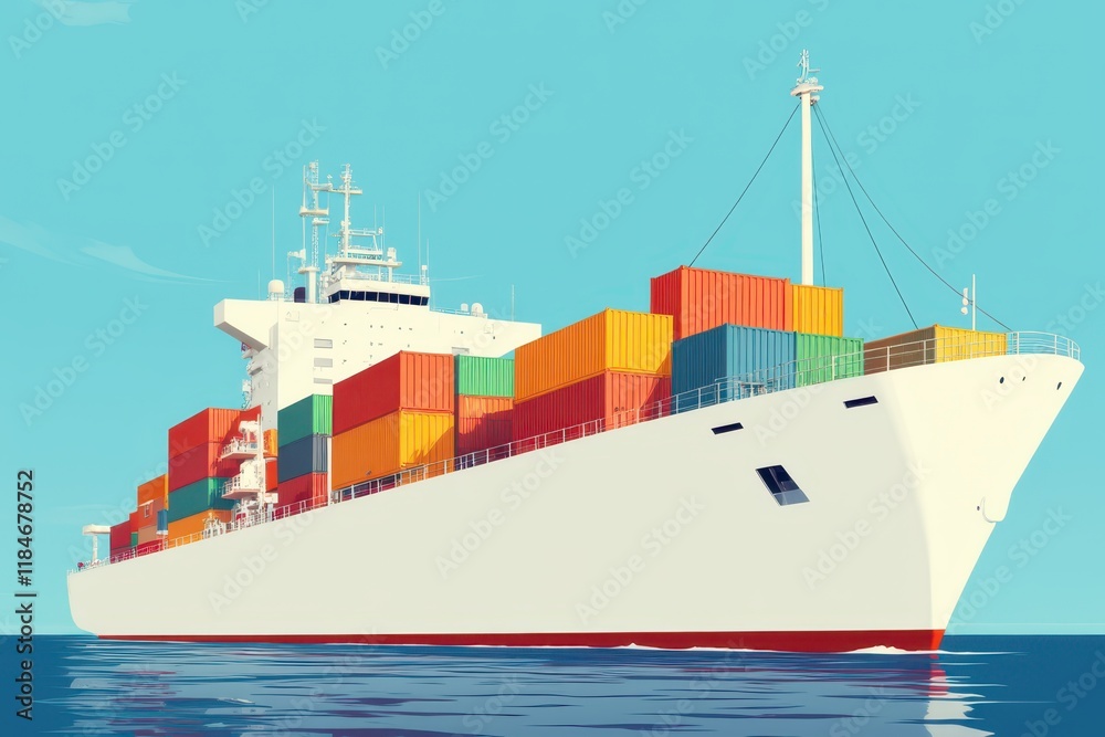 Fototapeta premium a large cargo ship in the ocean with a blue sky