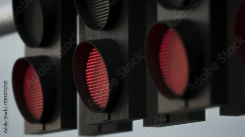 Start lights of racing event. LED signals indicating start sequence at circuit