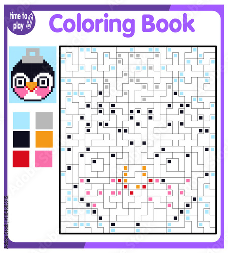 Coloring by numbers, educational game for children. Coloring book with numbered squares. Christmas. New Year.	