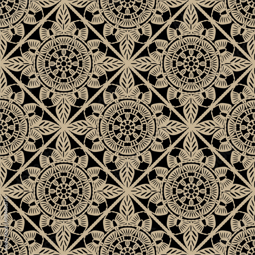 Pattern with crochet granny square wallpaper handmade decorative art design print