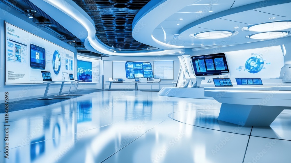 Modern Office with Multiple Monitors and Whiteboards