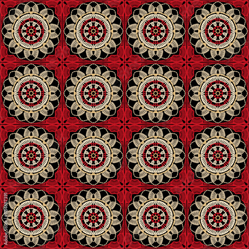 Pattern with crochet granny square wallpaper handmade decorative art design print