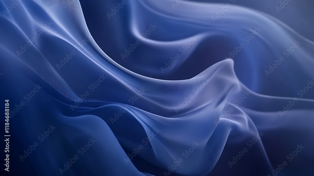 Obraz premium Abstract Blue Fabric Waves Flowing Softly