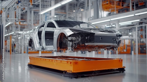 Car Body Assembly In Modern Factory Production Line