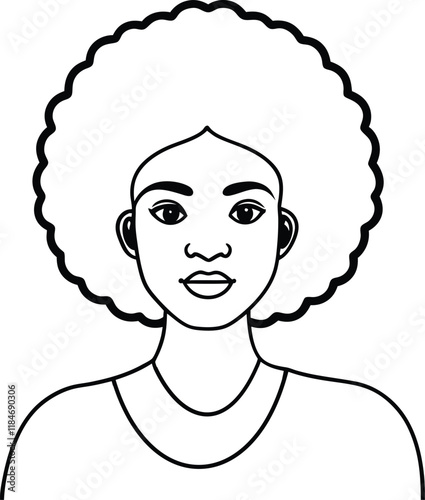 Black women with natural curly hairstyles in black vector, Afro Woman