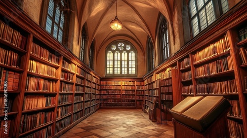 Old library filled with vintage books and dim lighting, nostalgic and intellectual 