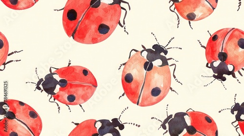 Wallpaper Mural Watercolor Ladybugs: A Delightful Pattern Torontodigital.ca