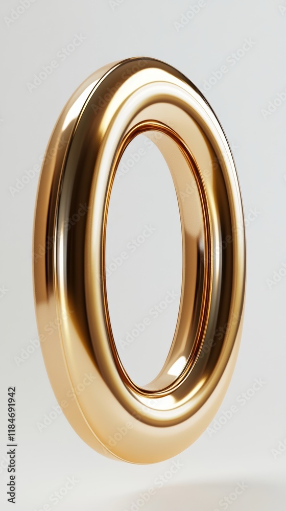 Golden torus hovering against pristine white backdrop, representing geometric precision and abstract financial symbolism Golden torus hovering against pristine white backdrop, representing geometric precision and abstract financial symbolism