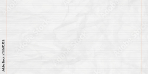 Crumpled school notebook paper sheet in a line for learning spelling, mock up with copy space. Vector illustration.