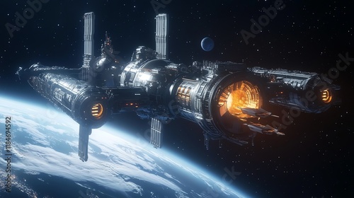 Wallpaper Mural Futuristic Spaceship 3D Render Torontodigital.ca